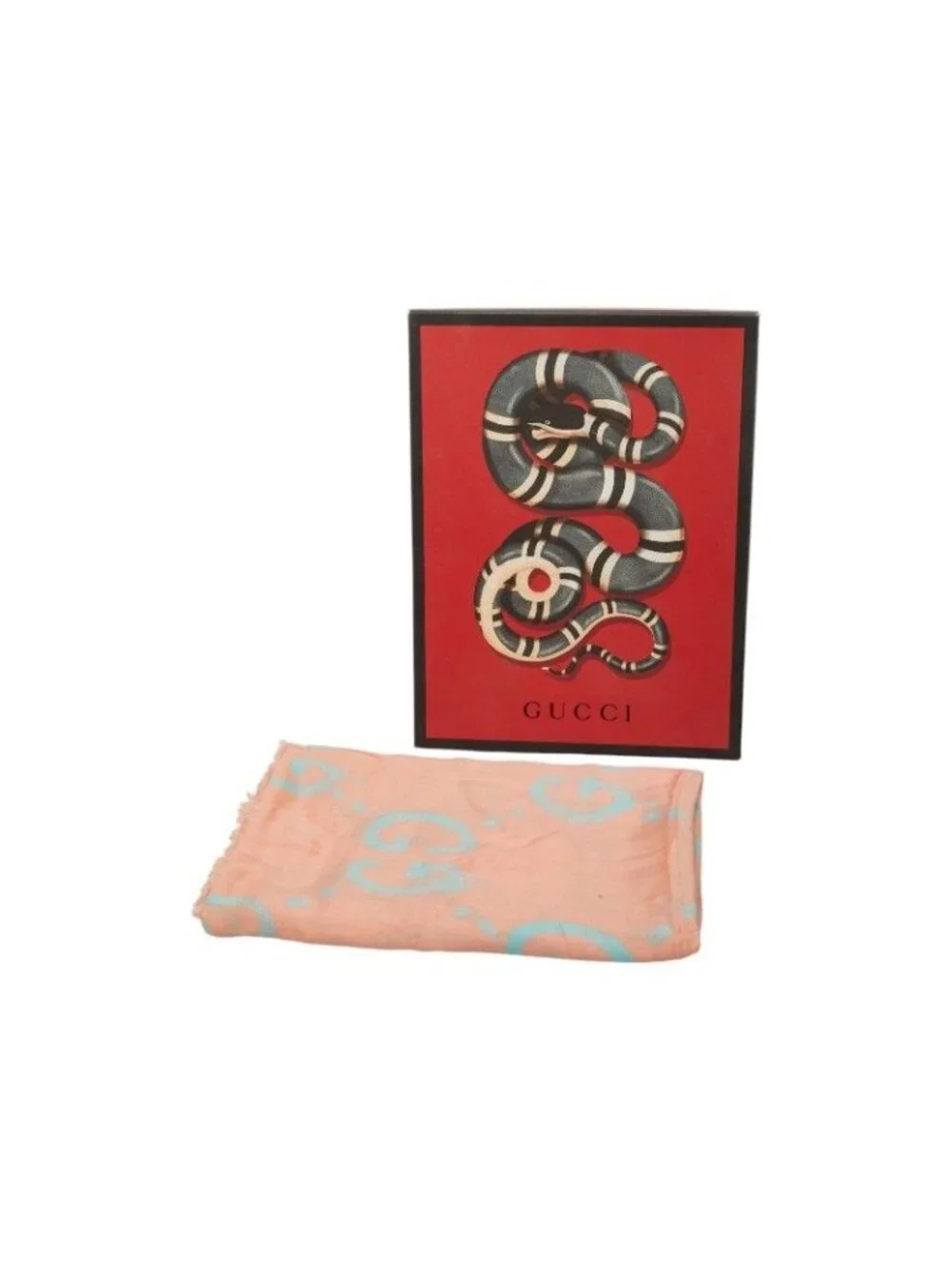 Gucci GG Ghost Motif Scarf Pink Blue Silk Modal